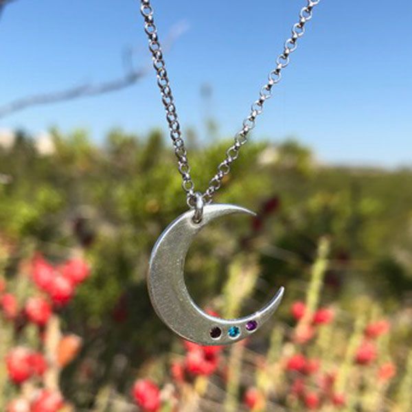 Moon Charm Birthstone Necklace